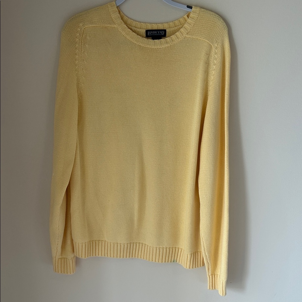 Lands’ End 100% Cotton Butter Yellow Sweater Size Petite Large